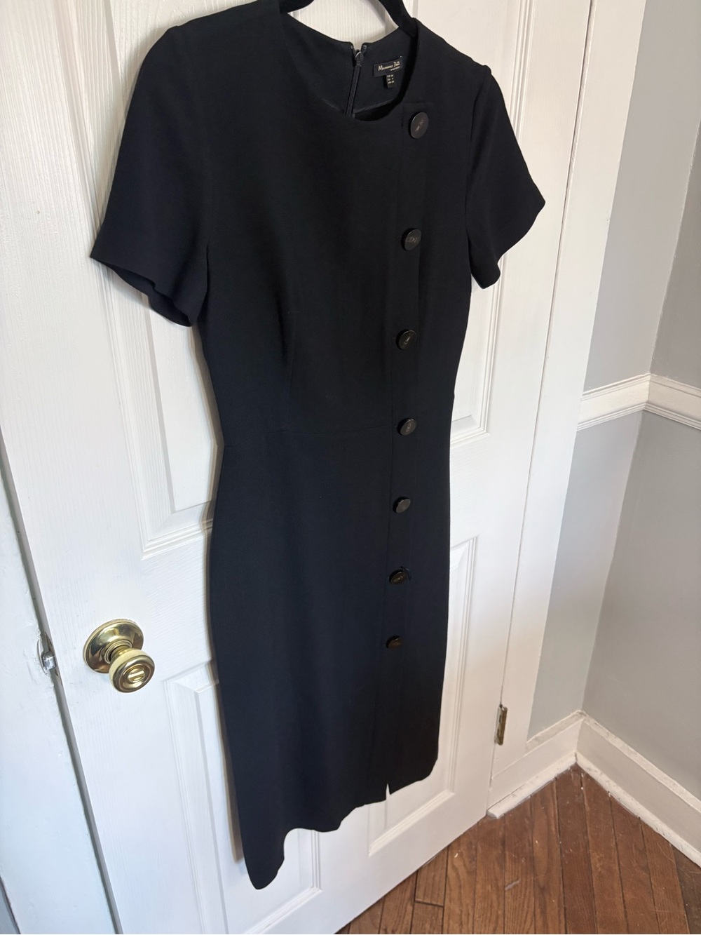 Massimo Dutti Black Midi Dress Size 4 Tailored Minimalist Quiet Luxury Workwear - Picture 4 of 11